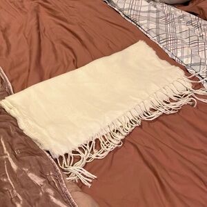 Luxurious Off White Fringe Scarf